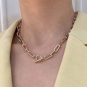 Gold Plated Paper-Link Chain Necklace